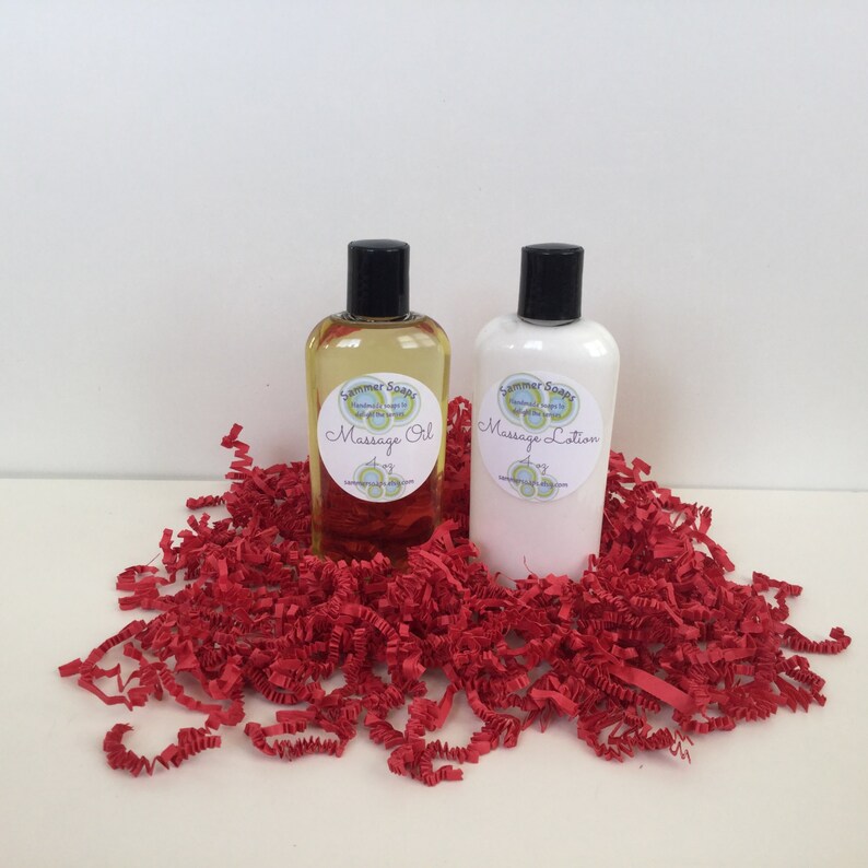 Massage Oil and Massage Lotion Set, Couples Massage Set, Valentine's