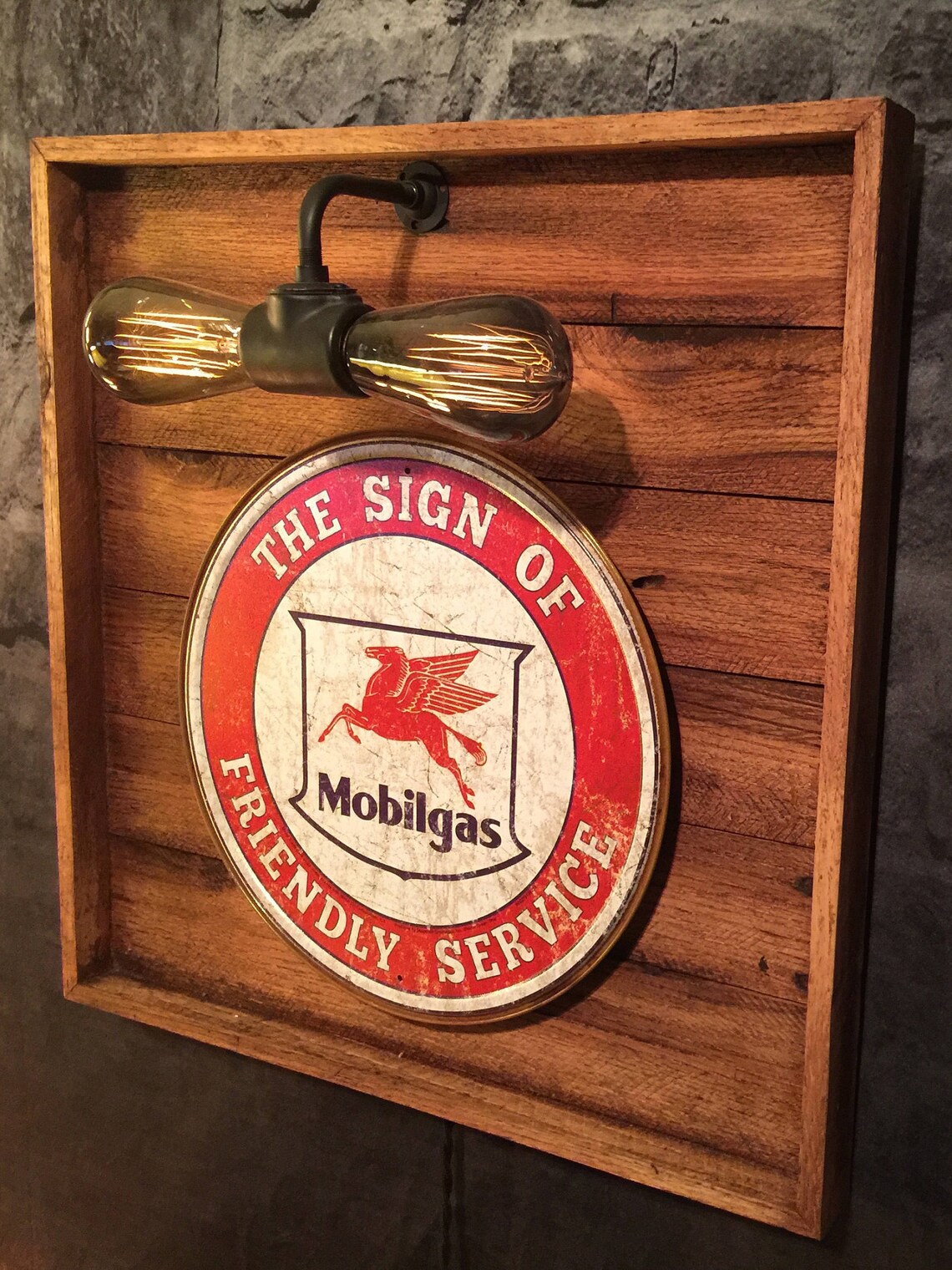 Mobil Gas lighted automotive memorabilia mobil gas station Etsy