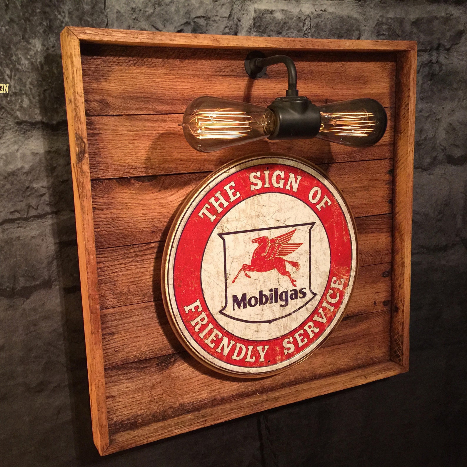 Mobil Gas lighted automotive memorabilia mobil gas station Etsy