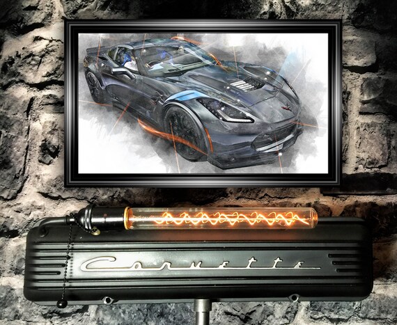 Chevrolet Corvette Themed Desk Lighted Automotive Lamp For Etsy