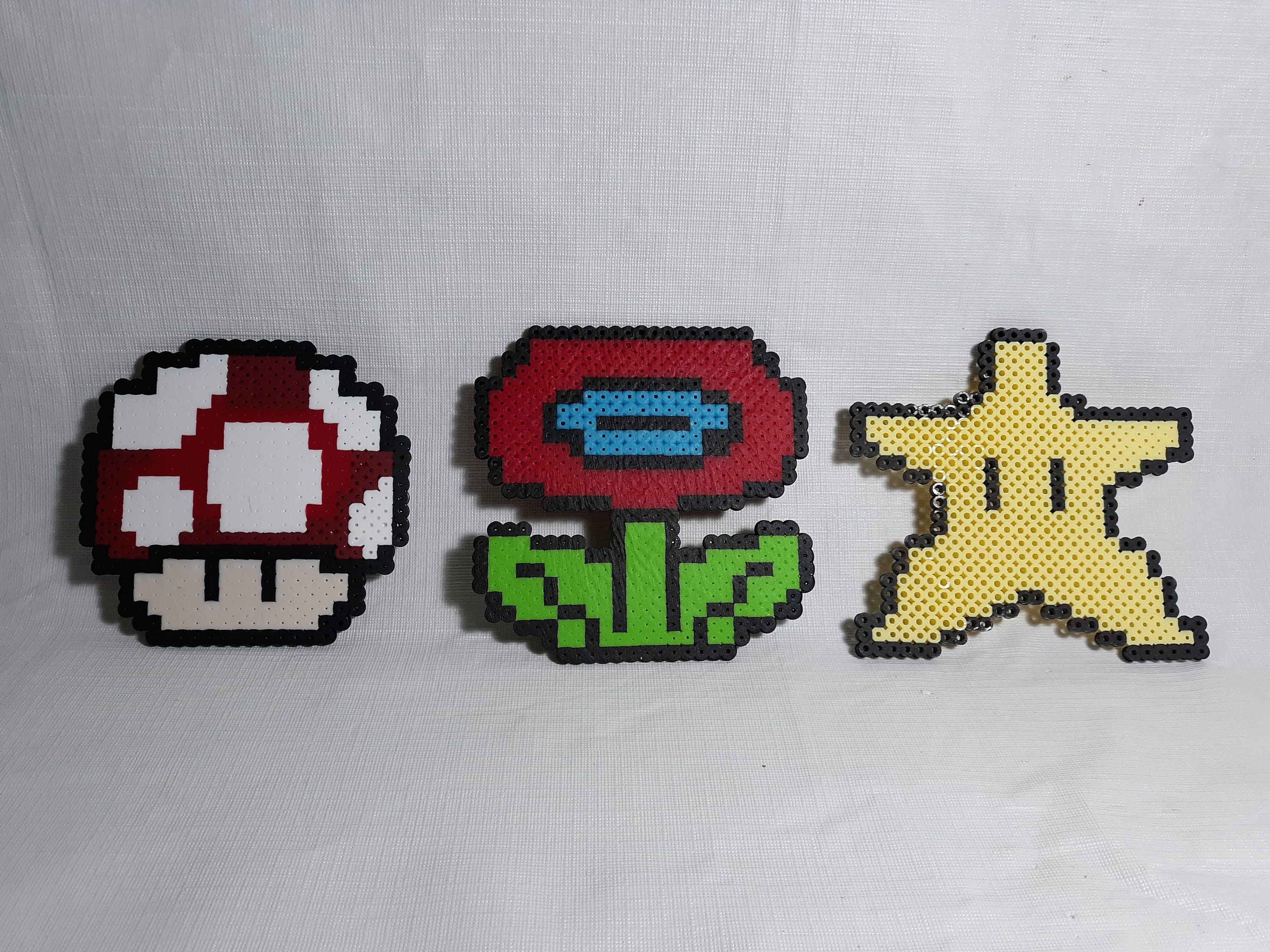 Lot Of 3 Mario Bros Power Ups 5 Perler Fuse Bead Sprite Etsy