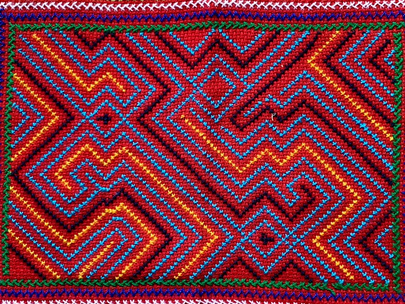 Kene Design Handmade Shipibo Tapestry: Amazonian Altar Cloth, Sacred Kene Design - Etsy