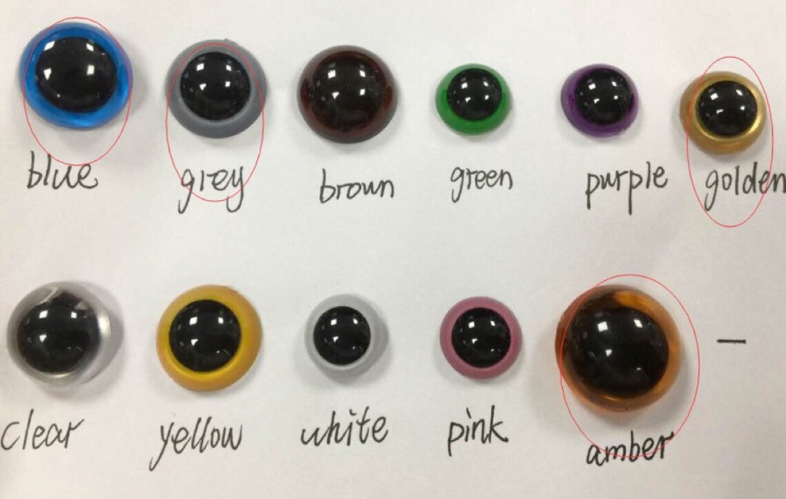 24 Pairs 18mm Round Plastic Eyeballs 12 Styles Glass Pupil Eyes For DIY