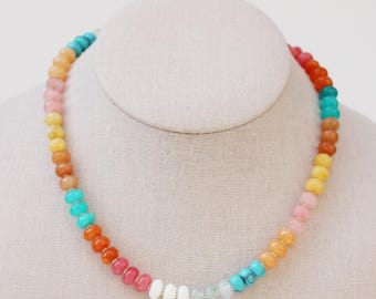 The Cowgirl Necklace | Glass Gemstone Necklace | Candy Stone Necklace | Colorful Bead Necklace | Anthro Necklace | Rondelle Bead Necklace