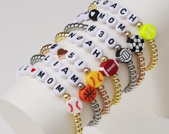 Custom Sports Bracelets | Sports Bracelet | Team Beaded Bracelet | Baseball Bracelet | Personalized Bracelet | School Team Bracelet