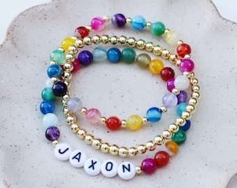 Multicolor Agate Bead Bracelets