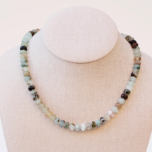 The Earthtone Necklace | Glass Gemstone Necklace | Candy Stone Necklace | Colorful Bead Necklace | Anthro Necklace | Rondelle Bead Necklace