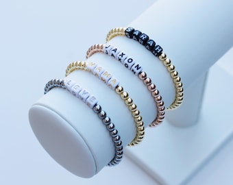 Square Bead Custom Word Bracelets