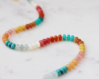 The Cowgirl Necklace | Glass Gemstone Necklace | Candy Stone Necklace | Colorful Bead Necklace | Anthro Necklace | Rondelle Bead Necklace