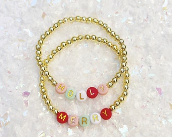 Christmas Custom Word Bead Bracelet