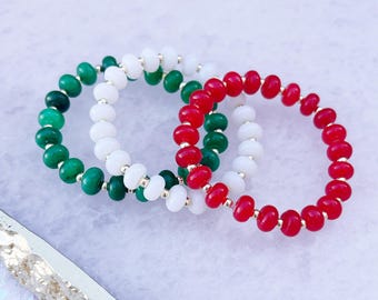 Christmas Rondelle Bead Bracelet