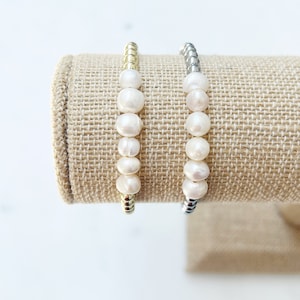 Pearl Bar Bracelet | gold and pearl stacking bracelet | bridal gift | pearl bracelet | freshwater pearl bead bracelet | stacking bracelet