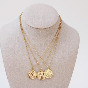 Hammered Pendant Necklace | Round Pendant Necklace | Medallion Necklace | Coin Pendant Necklace | Gold Coin Necklace | Pendant Necklace