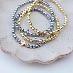 Pulseras de positividad / Pulsera de cruz de oro / Pulsera de cuentas cruzadas / Pulseras de fe / Pulsera religiosa / Pulsera cristiana / Pulsera de cuentas cruzadas imagen 13