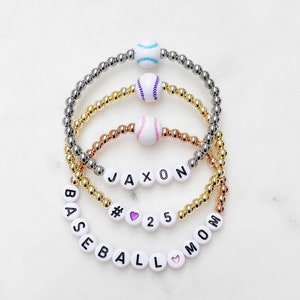 Custom Baseball Bracelet | Personalized Baseball Bracelet Set | Baseball Gift for Women | Baseball Team Bracelet | Custom Sports Bracelet