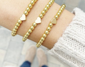 Gold Heart Bead Bracelets