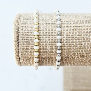 Pearl Stacking Bracelets | seed bead bracelet | pearl bead bracelet | minimalist bracelet | pearl and gold bead bracelet | dainty bracelet