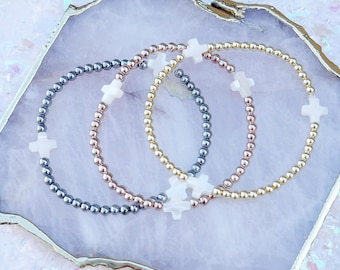 Pearl Cross Bead Bracelet