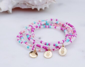 Pineapple Charm Bead Bracelet