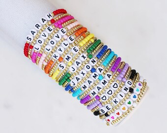 Rainbow Beaded Word Bracelets