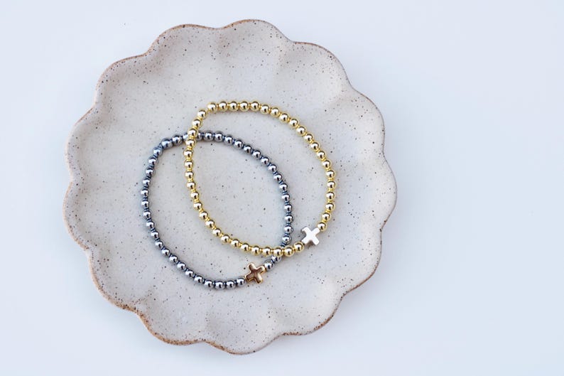 Pulseras de positividad / Pulsera de cruz de oro / Pulsera de cuentas cruzadas / Pulseras de fe / Pulsera religiosa / Pulsera cristiana / Pulsera de cuentas cruzadas imagen 11