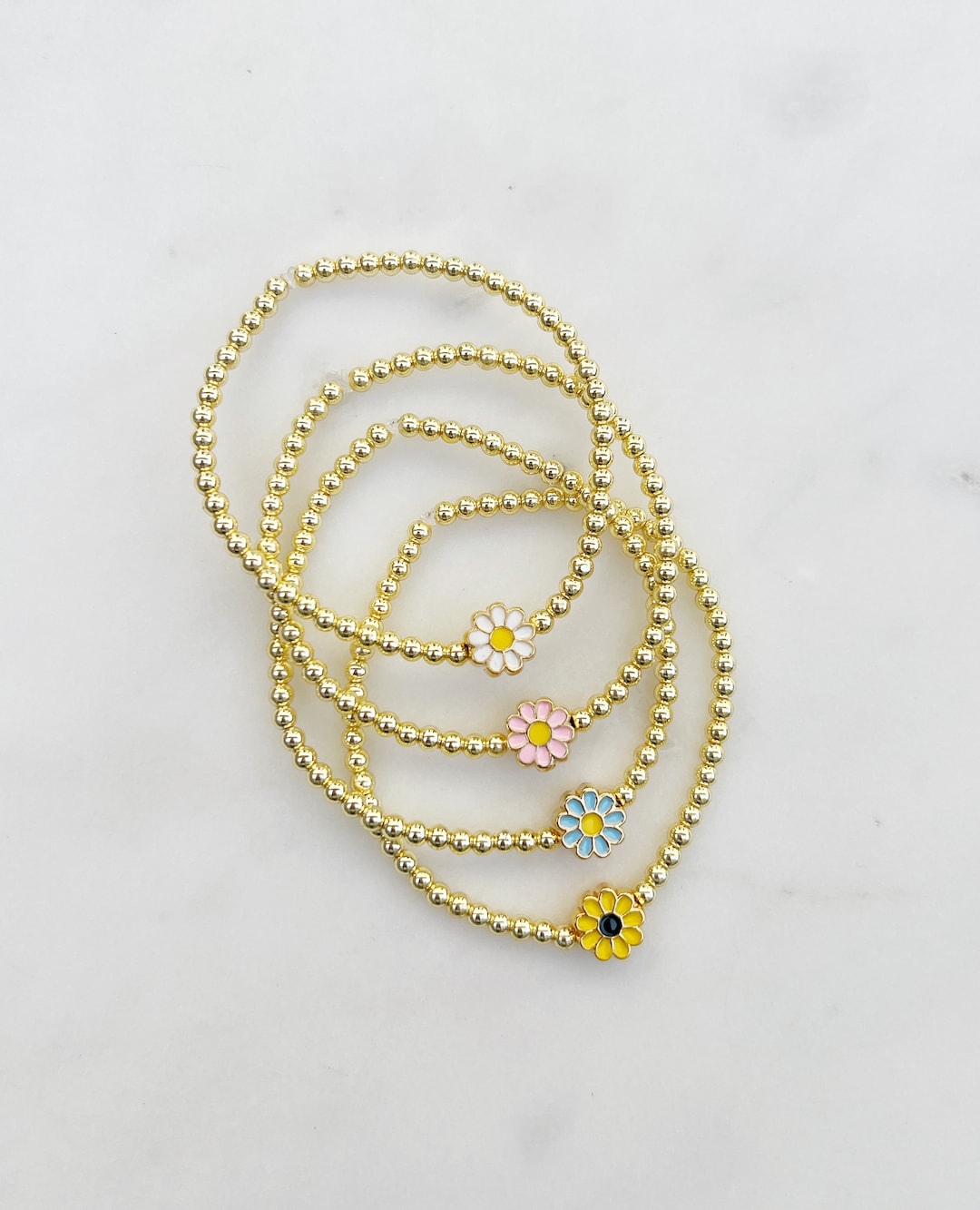 Daisy Flower Beaded Bangle Set of 5 main image 0
