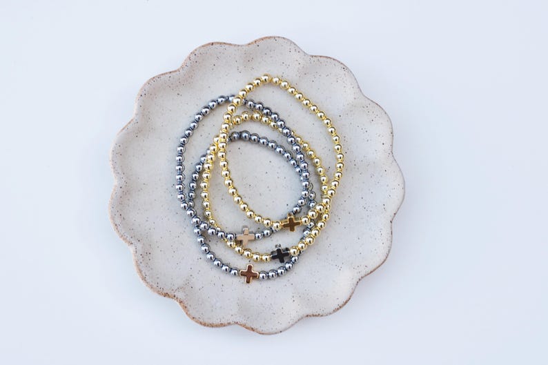 Pulseras de positividad / Pulsera de cruz de oro / Pulsera de cuentas cruzadas / Pulseras de fe / Pulsera religiosa / Pulsera cristiana / Pulsera de cuentas cruzadas imagen 5