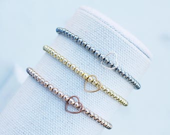 Heart Charm Bead Bracelets