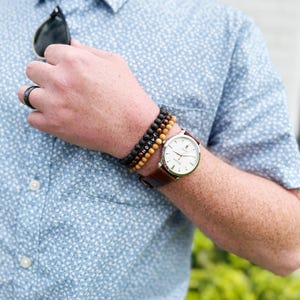 Plain Men&#39;s Stacking Bracelet | Father&#39;s gift | Beaded Men&#39;s bracelet | Father&#39;s Day Gift Idea | Men&#39;s Beaded Bracelet | Wood Bead Bracelet
