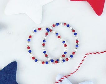 Red White Blue Stacking Bracelets