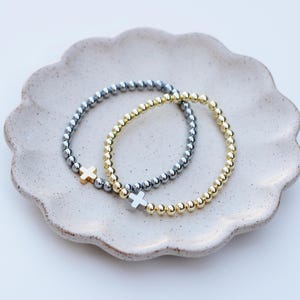 Pulseras de positividad / Pulsera de cruz de oro / Pulsera de cuentas cruzadas / Pulseras de fe / Pulsera religiosa / Pulsera cristiana / Pulsera de cuentas cruzadas imagen 17