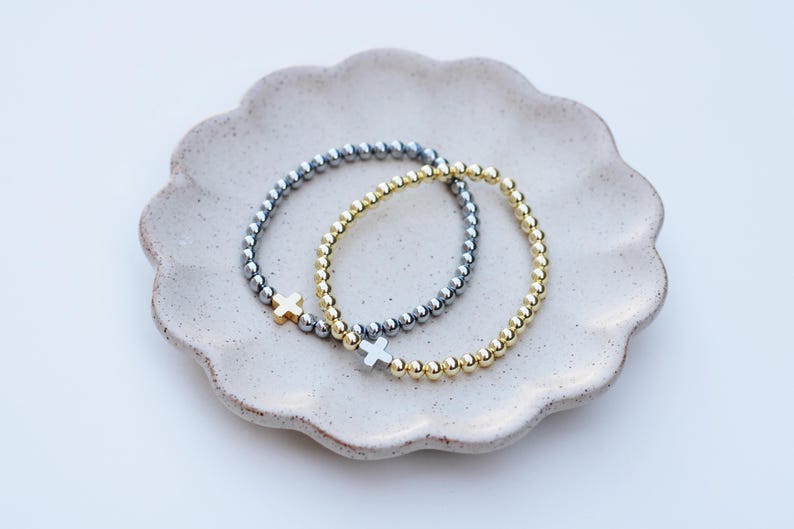Pulseras de positividad / Pulsera de cruz de oro / Pulsera de cuentas cruzadas / Pulseras de fe / Pulsera religiosa / Pulsera cristiana / Pulsera de cuentas cruzadas imagen 17