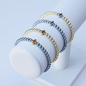 Pulseras de positividad / Pulsera de cruz de oro / Pulsera de cuentas cruzadas / Pulseras de fe / Pulsera religiosa / Pulsera cristiana / Pulsera de cuentas cruzadas imagen 4