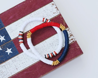 Vaterländische Armbänder | Juli 4 Armbänder | Amerikanische Armbänder | Rot, Weiß und Blau Armband In anschließender Zeit Armband | USA Armreifen