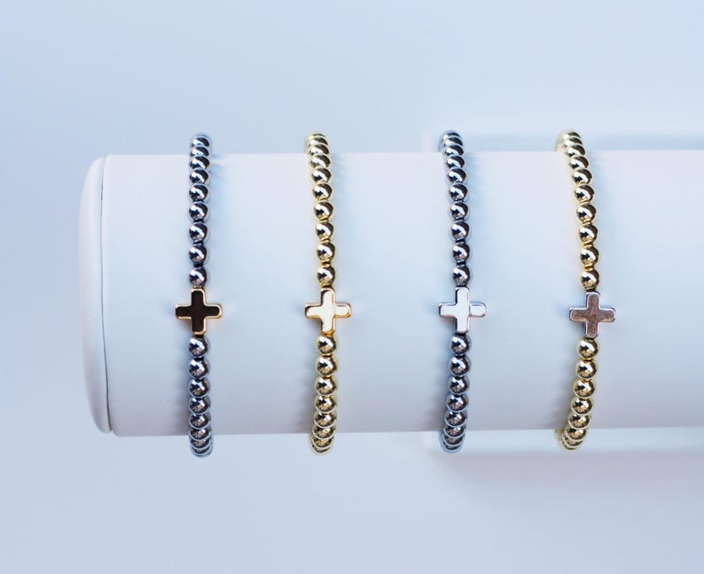 Pulseras de positividad / Pulsera de cruz de oro / Pulsera de cuentas cruzadas / Pulseras de fe / Pulsera religiosa / Pulsera cristiana / Pulsera de cuentas cruzadas imagen 8