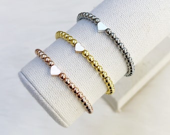 Heart Beaded Bracelets | stackable bracelets | personalized name bracelets | charm bracelets | custom bracelet | handmade jewelry | gold