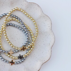 Pulseras de positividad / Pulsera de cruz de oro / Pulsera de cuentas cruzadas / Pulseras de fe / Pulsera religiosa / Pulsera cristiana / Pulsera de cuentas cruzadas imagen 7