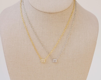 Bezel Cubic Zirconia Necklace