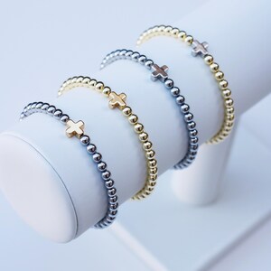 Pulseras de positividad / Pulsera de cruz de oro / Pulsera de cuentas cruzadas / Pulseras de fe / Pulsera religiosa / Pulsera cristiana / Pulsera de cuentas cruzadas imagen 3