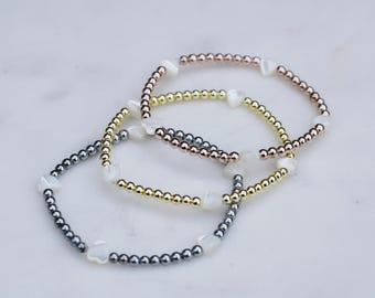 Shell Heart Bead Bracelets