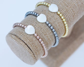 Pearl Shell Heart Bead Bracelets
