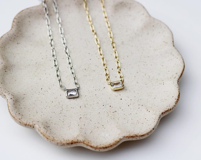 Featured listing image: Bezel Cubic Zirconia Necklace