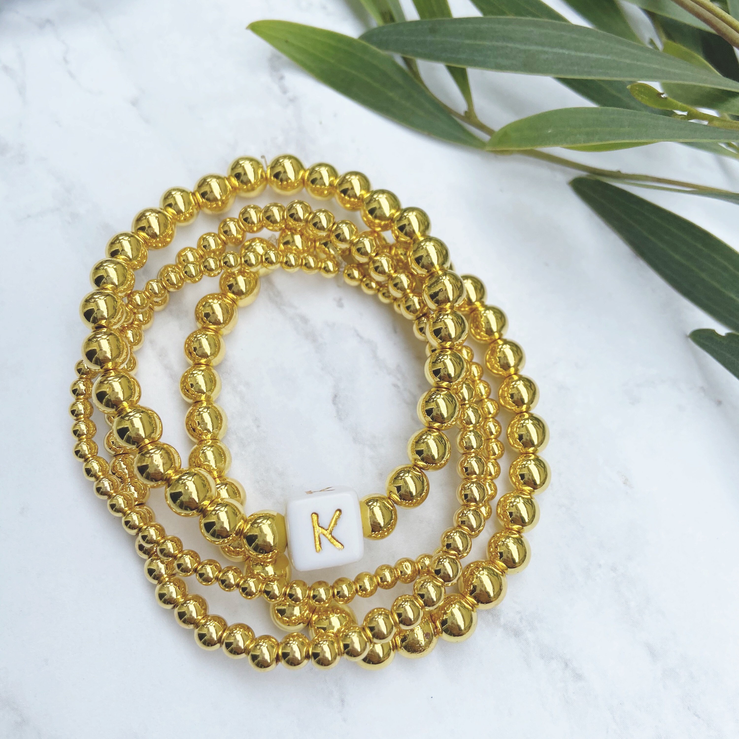 Gold Bead Stacking Bracelets