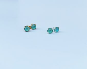 Crystal Stud Earrings in Seafoam by Sarahndipity Jewelry || minimalist earring, crystal earrings, sparkle stud earring, rhinestone earring