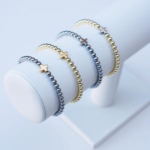 Pulseras de positividad / Pulsera de cruz de oro / Pulsera de cuentas cruzadas / Pulseras de fe / Pulsera religiosa / Pulsera cristiana / Pulsera de cuentas cruzadas imagen 12