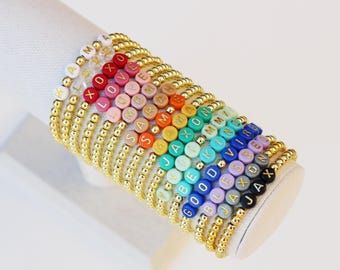 Gold Letter Custom Word Bracelets