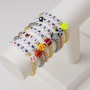 Custom Sports Bracelets | Sports Bracelet | Team Beaded Bracelet | Baseball Bracelet | Personalized Bracelet | School Team Bracelet