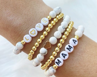 White Howlite Bead Bracelets