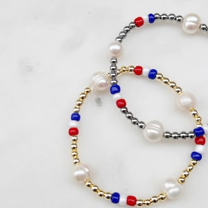 USA bracelets, 4th of July Bracelets, Red, White and Blue Bracelets, 4th of July Bracelet Stack, America Bracelets, Patriotic Bracelet