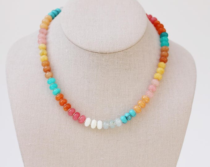 Featured listing image: The Cowgirl Necklace | Glass Gemstone Necklace | Candy Stone Necklace | Colorful Bead Necklace | Anthro Necklace | Rondelle Bead Necklace